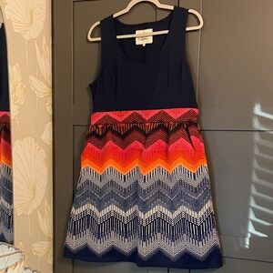 Navy and Chevron Pattern Dress